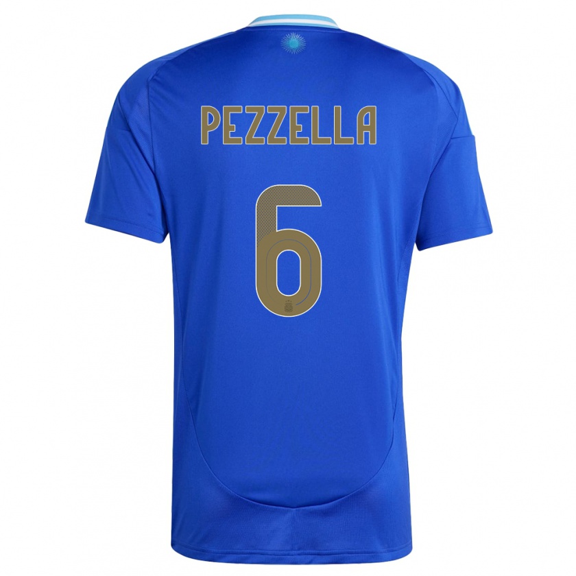 Kandiny Enfant Maillot Argentine German Pezzella #6 Bleu Tenues Extérieur 24-26 T-Shirt