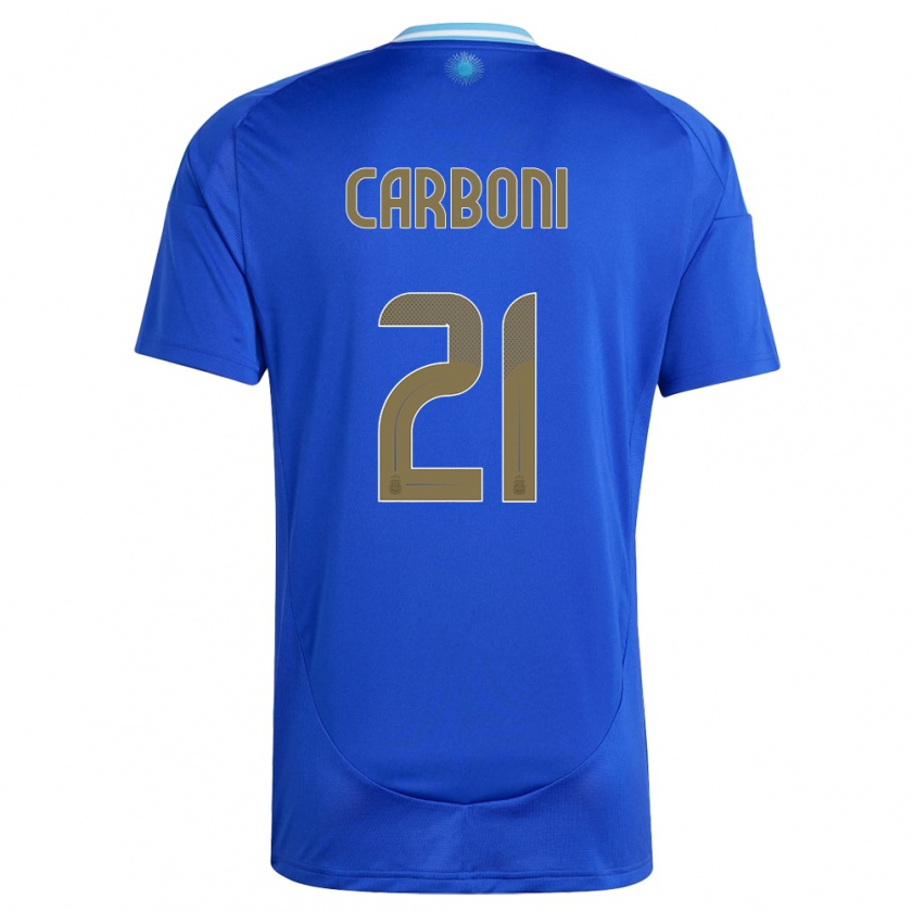 Kandiny Enfant Maillot Argentine Valentin Carboni #21 Bleu Tenues Extérieur 24-26 T-Shirt