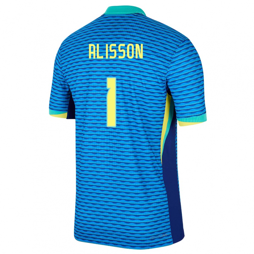 Kandiny Enfant Maillot Brésil Alisson #1 Bleu Tenues Extérieur 24-26 T-Shirt