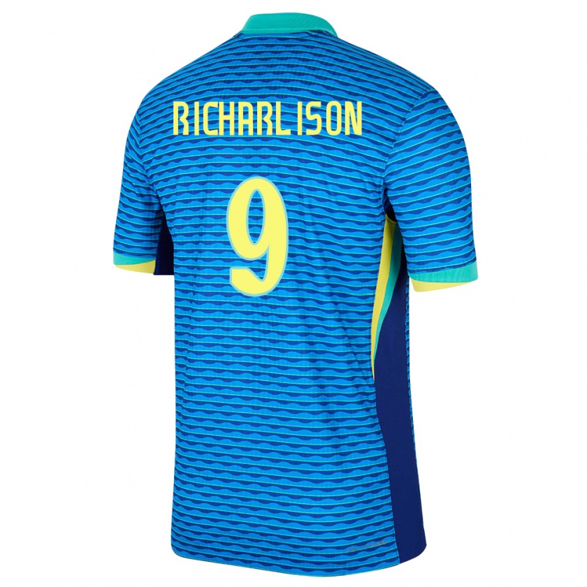 Kandiny Enfant Maillot Brésil Richarlison #9 Bleu Tenues Extérieur 24-26 T-Shirt