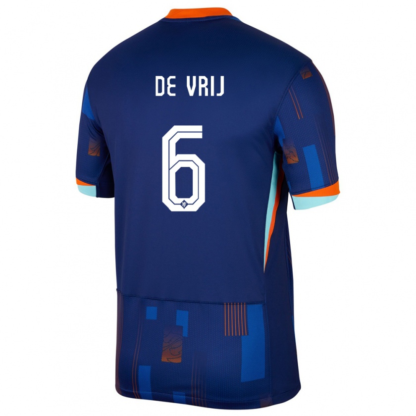 Kandiny Enfant Maillot Pays-Bas Stefan De Vrij #6 Bleu Tenues Extérieur 24-26 T-Shirt