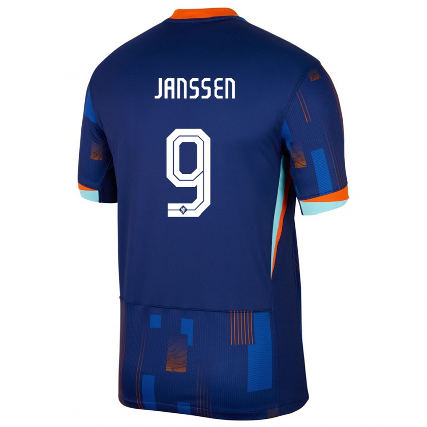 Kandiny Enfant Maillot Pays-Bas Vincent Janssen #9 Bleu Tenues Extérieur 24-26 T-Shirt