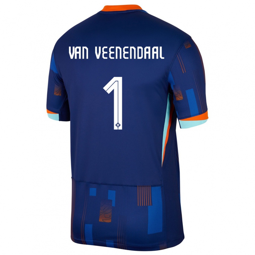 Kandiny Enfant Maillot Pays-Bas Sari Van Veenendaal #1 Bleu Tenues Extérieur 24-26 T-Shirt