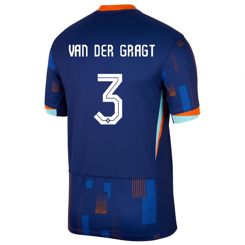 Kandiny Enfant Maillot Pays-Bas Stefanie Van Der Gragt #3 Bleu Tenues Extérieur 24-26 T-Shirt