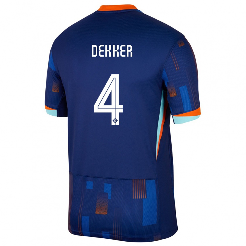 Kandiny Enfant Maillot Pays-Bas Maxim Dekker #4 Bleu Tenues Extérieur 24-26 T-Shirt