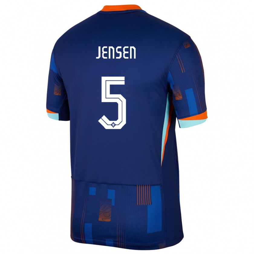 Kandiny Enfant Maillot Pays-Bas Koen Jensen #5 Bleu Tenues Extérieur 24-26 T-Shirt