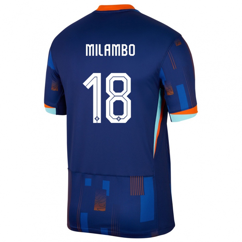 Kandiny Enfant Maillot Pays-Bas Antoni Milambo #18 Bleu Tenues Extérieur 24-26 T-Shirt