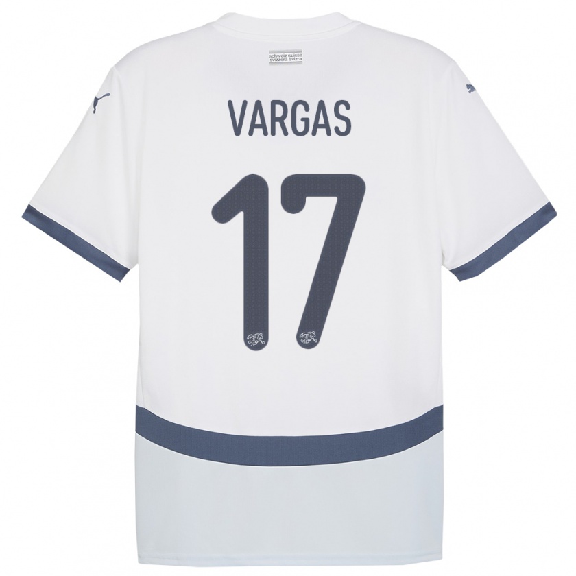 Kandiny Enfant Maillot Suisse Ruben Vargas #17 Blanc Tenues Extérieur 24-26 T-Shirt