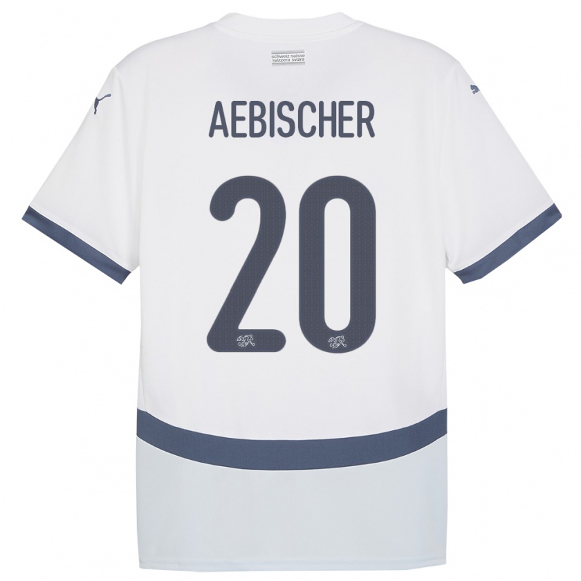 Kandiny Enfant Maillot Suisse Michel Aebischer #20 Blanc Tenues Extérieur 24-26 T-Shirt