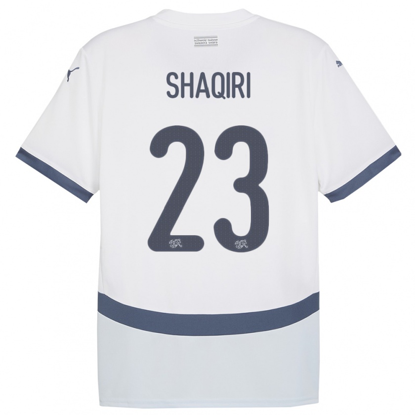 Kandiny Enfant Maillot Suisse Xherdan Shaqiri #23 Blanc Tenues Extérieur 24-26 T-Shirt