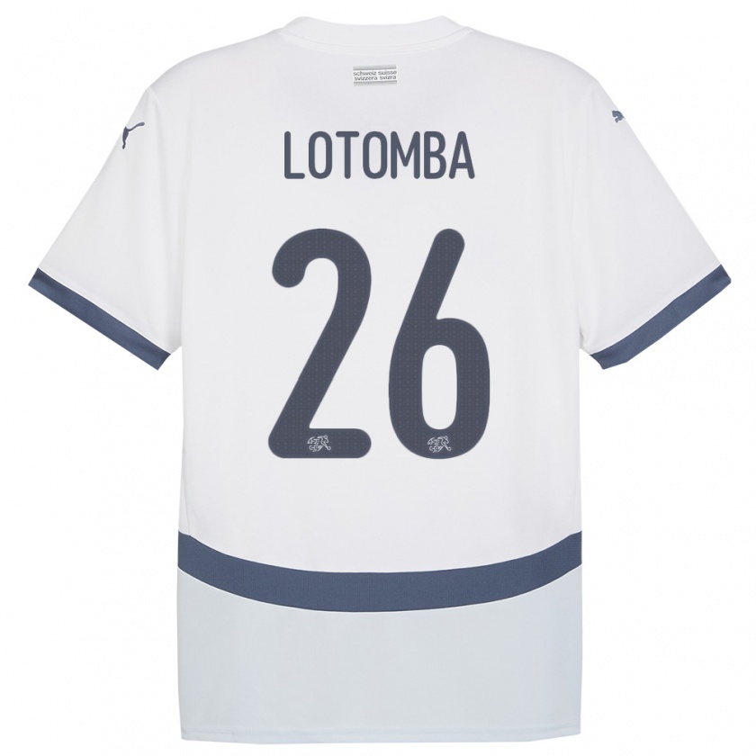 Kandiny Enfant Maillot Suisse Jordan Lotomba #26 Blanc Tenues Extérieur 24-26 T-Shirt