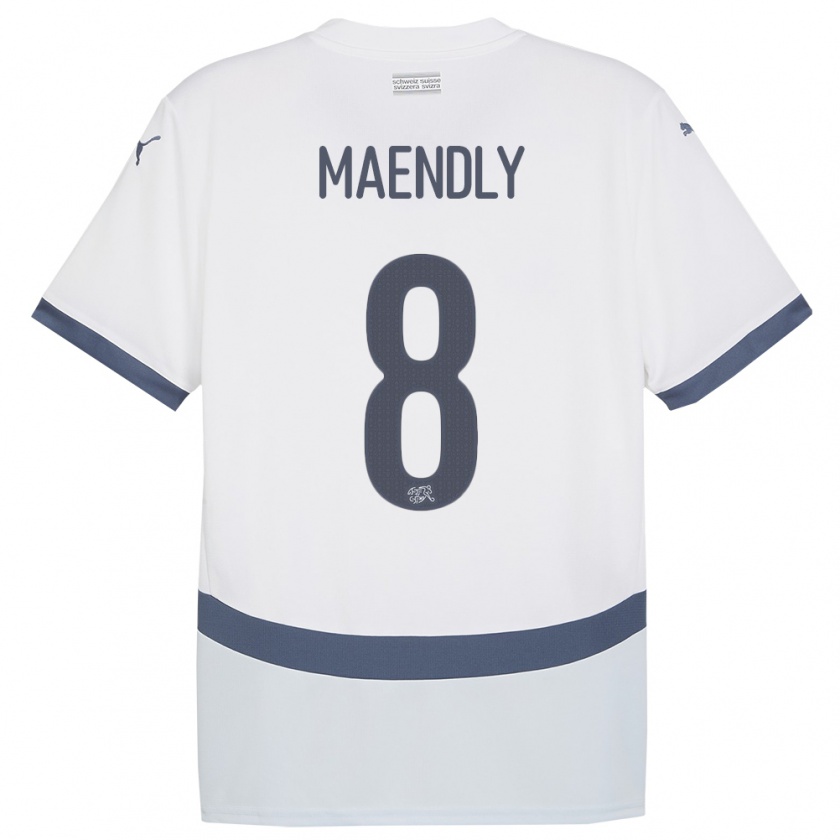 Kandiny Enfant Maillot Suisse Sandy Maendly #8 Blanc Tenues Extérieur 24-26 T-Shirt