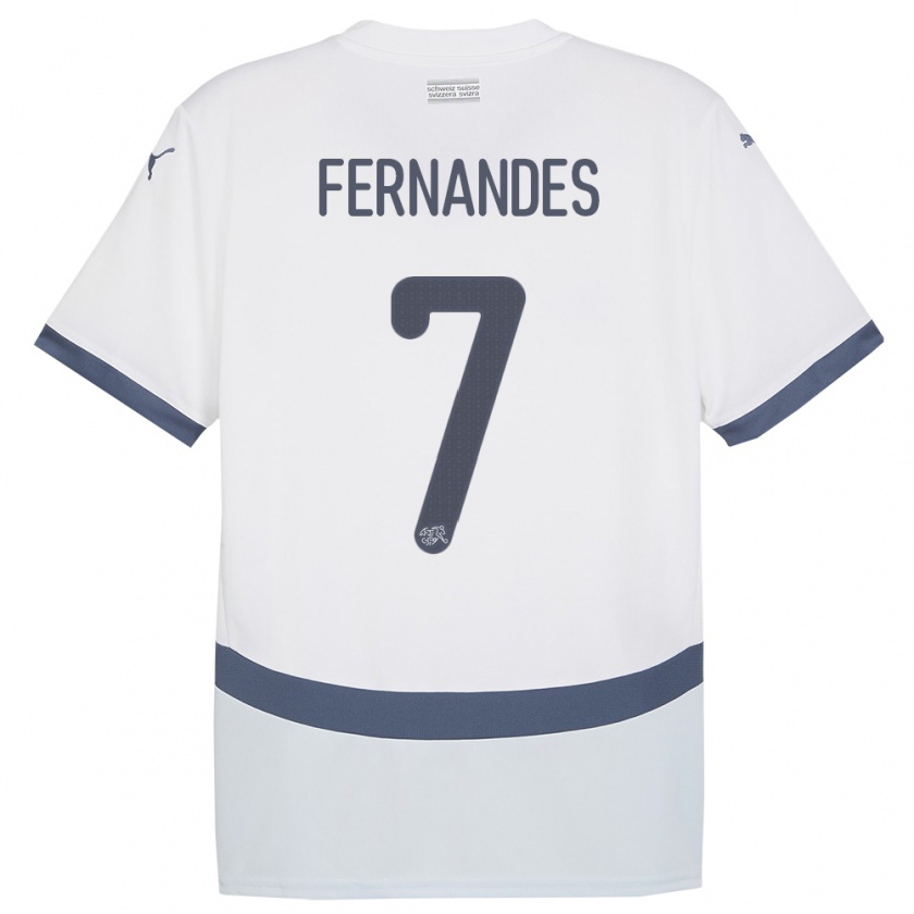 Kandiny Enfant Maillot Suisse Ruben Fernandes #7 Blanc Tenues Extérieur 24-26 T-Shirt