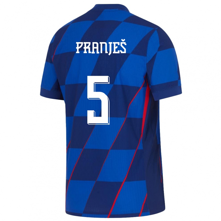 Kandiny Enfant Maillot Croatie Katarina Pranjes #5 Bleu Tenues Extérieur 24-26 T-Shirt