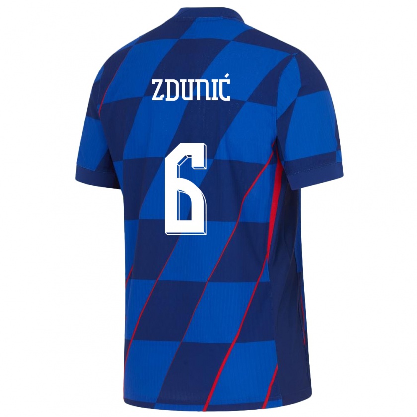 Kandiny Enfant Maillot Croatie Lea Zdunic #6 Bleu Tenues Extérieur 24-26 T-Shirt