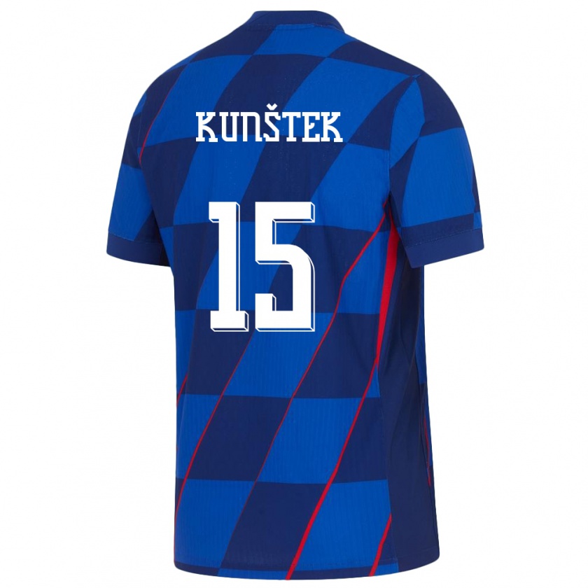 Kandiny Enfant Maillot Croatie Maria Kunstek #15 Bleu Tenues Extérieur 24-26 T-Shirt