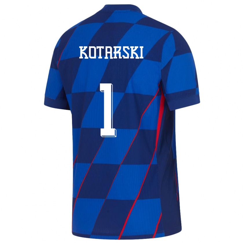 Kandiny Enfant Maillot Croatie Dominik Kotarski #1 Bleu Tenues Extérieur 24-26 T-Shirt