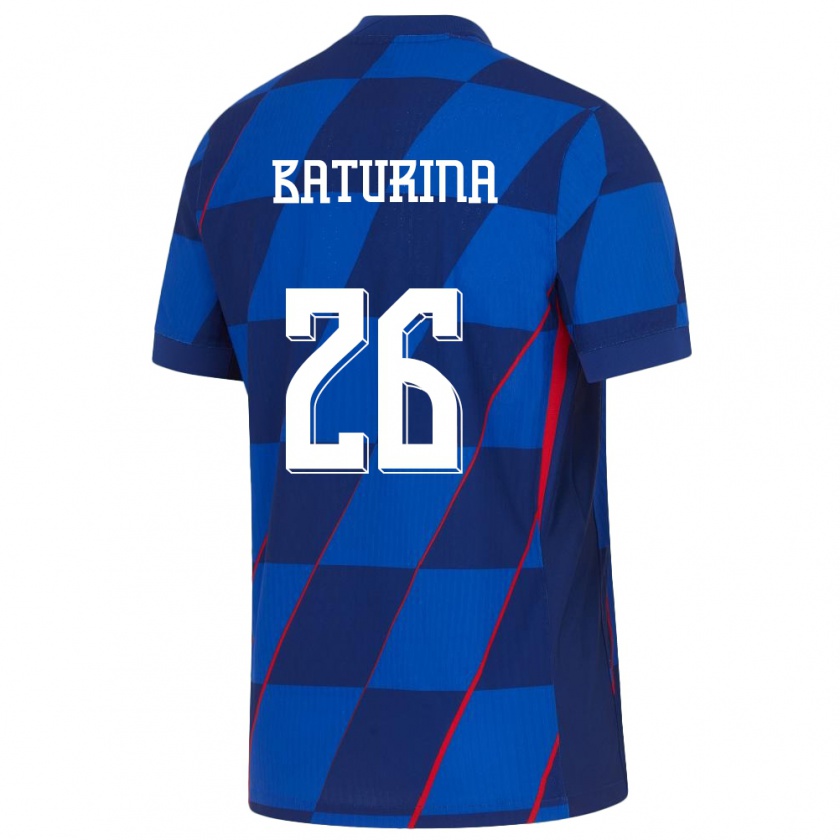 Kandiny Enfant Maillot Croatie Martin Baturina #26 Bleu Tenues Extérieur 24-26 T-Shirt