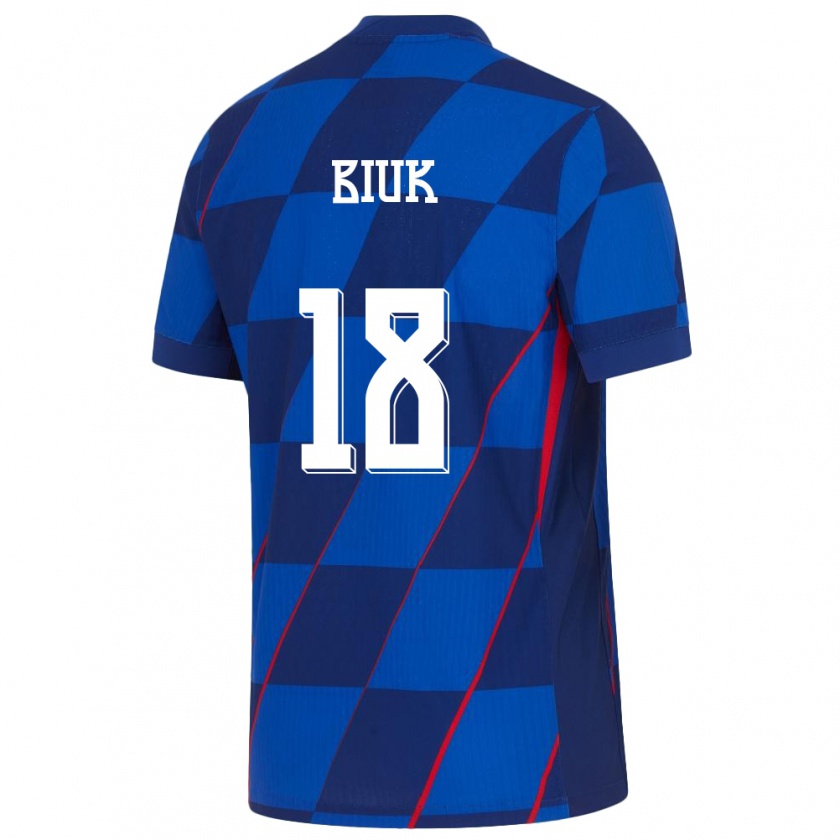 Kandiny Enfant Maillot Croatie Stipe Biuk #18 Bleu Tenues Extérieur 24-26 T-Shirt