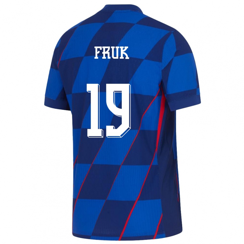 Kandiny Enfant Maillot Croatie Toni Fruk #19 Bleu Tenues Extérieur 24-26 T-Shirt