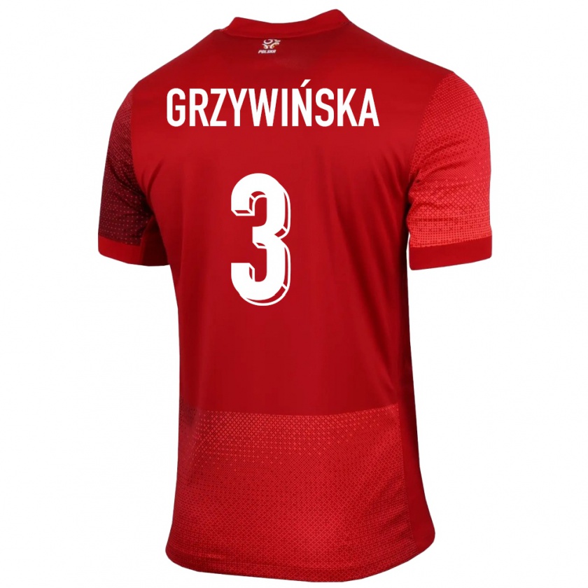 Kandiny Enfant Maillot Pologne Gabriela Grzywinska #3 Rouge Tenues Extérieur 24-26 T-Shirt