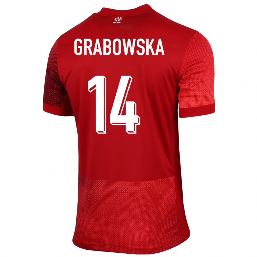 Kandiny Enfant Maillot Pologne Dominika Grabowska #14 Rouge Tenues Extérieur 24-26 T-Shirt