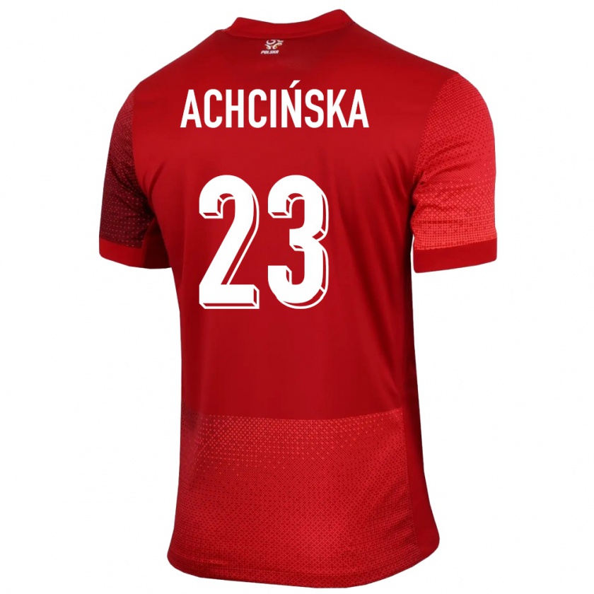 Kandiny Enfant Maillot Pologne Adriana Achcinska #23 Rouge Tenues Extérieur 24-26 T-Shirt