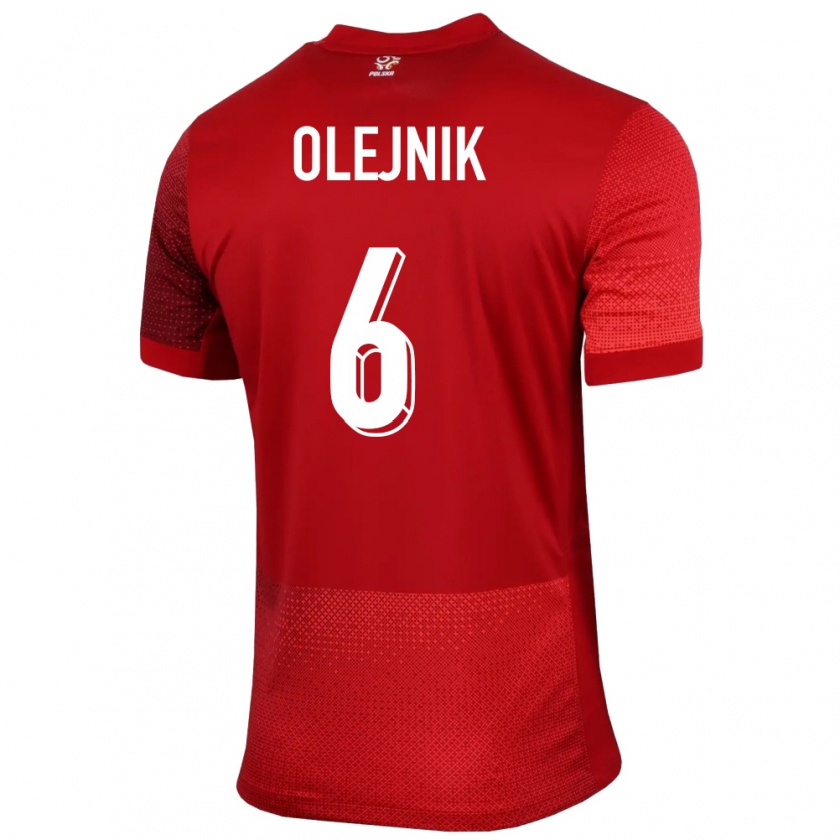 Kandiny Enfant Maillot Pologne Patryk Olejnik #6 Rouge Tenues Extérieur 24-26 T-Shirt