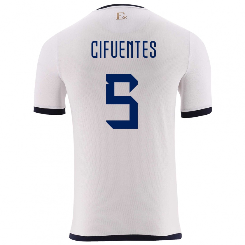 Kandiny Enfant Maillot Équateur Jose Cifuentes #5 Blanc Tenues Extérieur 24-26 T-Shirt