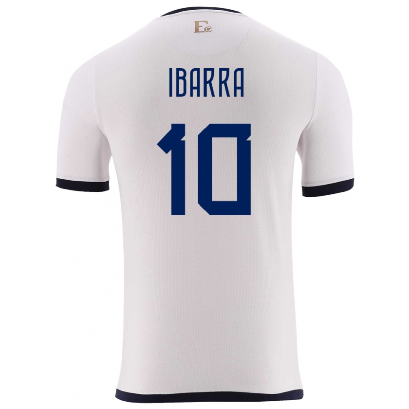 Kandiny Enfant Maillot Équateur Romario Ibarra #10 Blanc Tenues Extérieur 24-26 T-Shirt