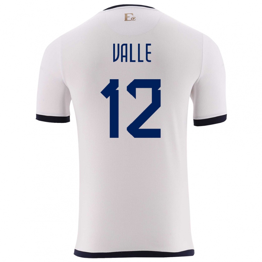 Kandiny Enfant Maillot Équateur Gonzalo Valle #12 Blanc Tenues Extérieur 24-26 T-Shirt