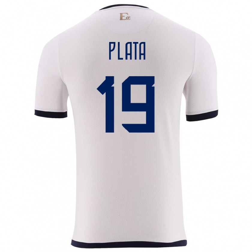 Kandiny Enfant Maillot Équateur Gonzalo Plata #19 Blanc Tenues Extérieur 24-26 T-Shirt