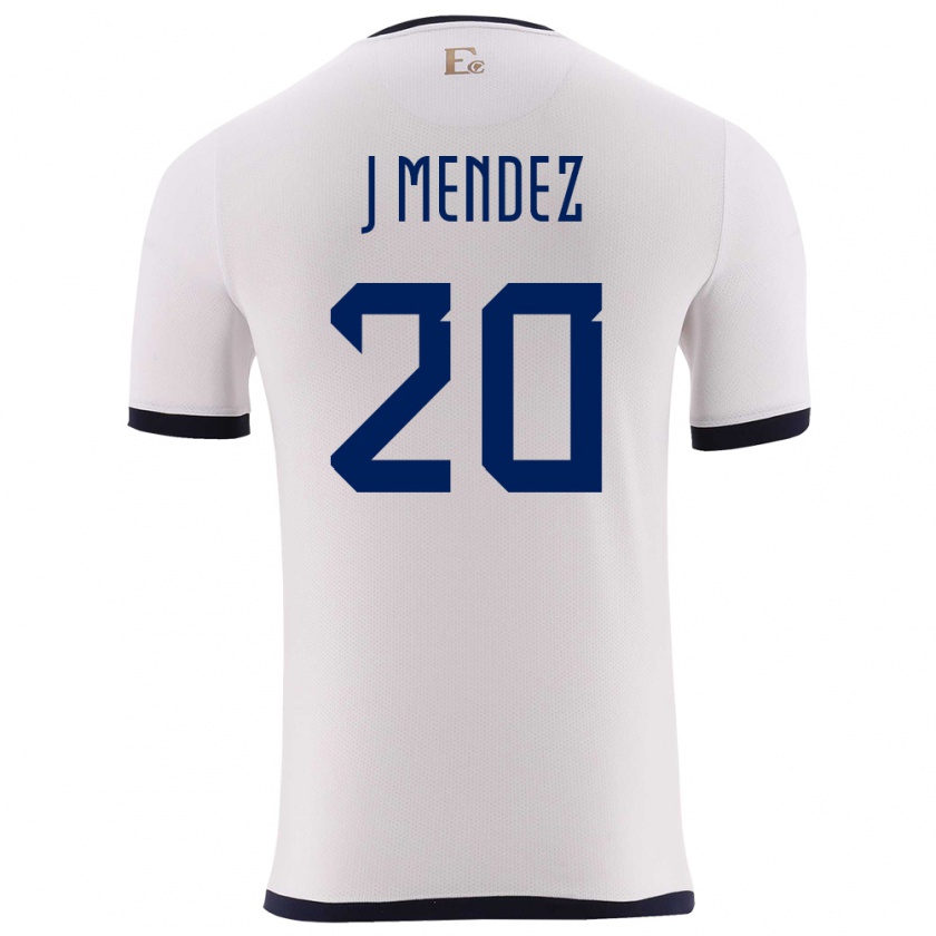 Kandiny Enfant Maillot Équateur Jhegson Mendez #20 Blanc Tenues Extérieur 24-26 T-Shirt