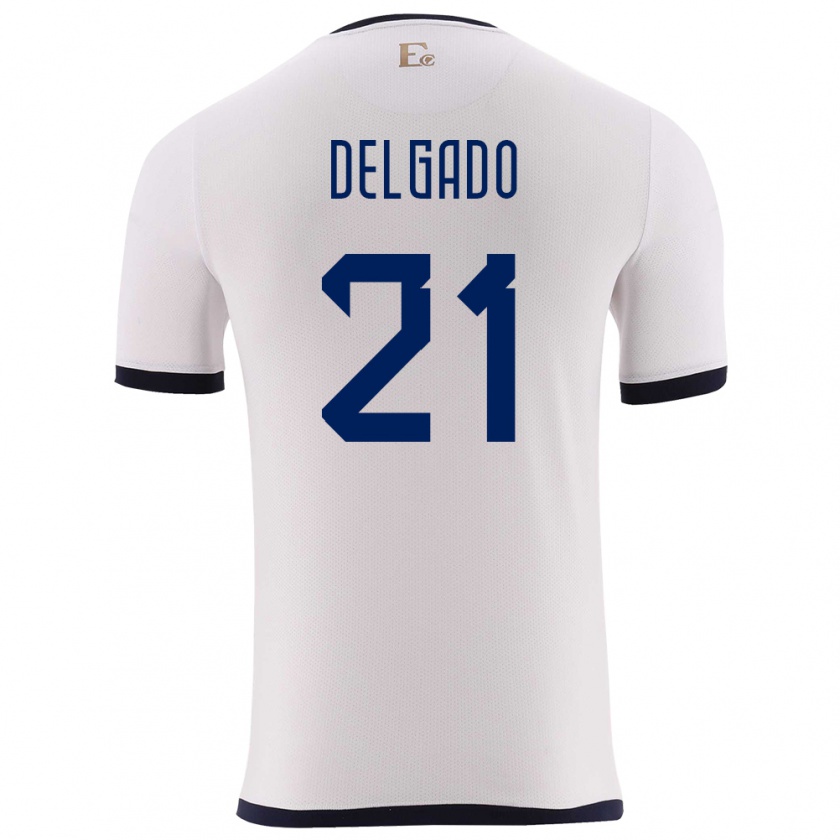 Kandiny Enfant Maillot Équateur Patrickson Delgado #21 Blanc Tenues Extérieur 24-26 T-Shirt