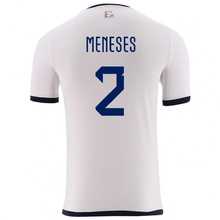 Kandiny Enfant Maillot Équateur Randy Meneses #2 Blanc Tenues Extérieur 24-26 T-Shirt