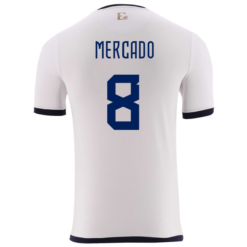 Kandiny Enfant Maillot Équateur Patrik Mercado #8 Blanc Tenues Extérieur 24-26 T-Shirt