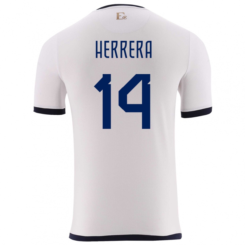 Kandiny Enfant Maillot Équateur Orlando Herrera #14 Blanc Tenues Extérieur 24-26 T-Shirt