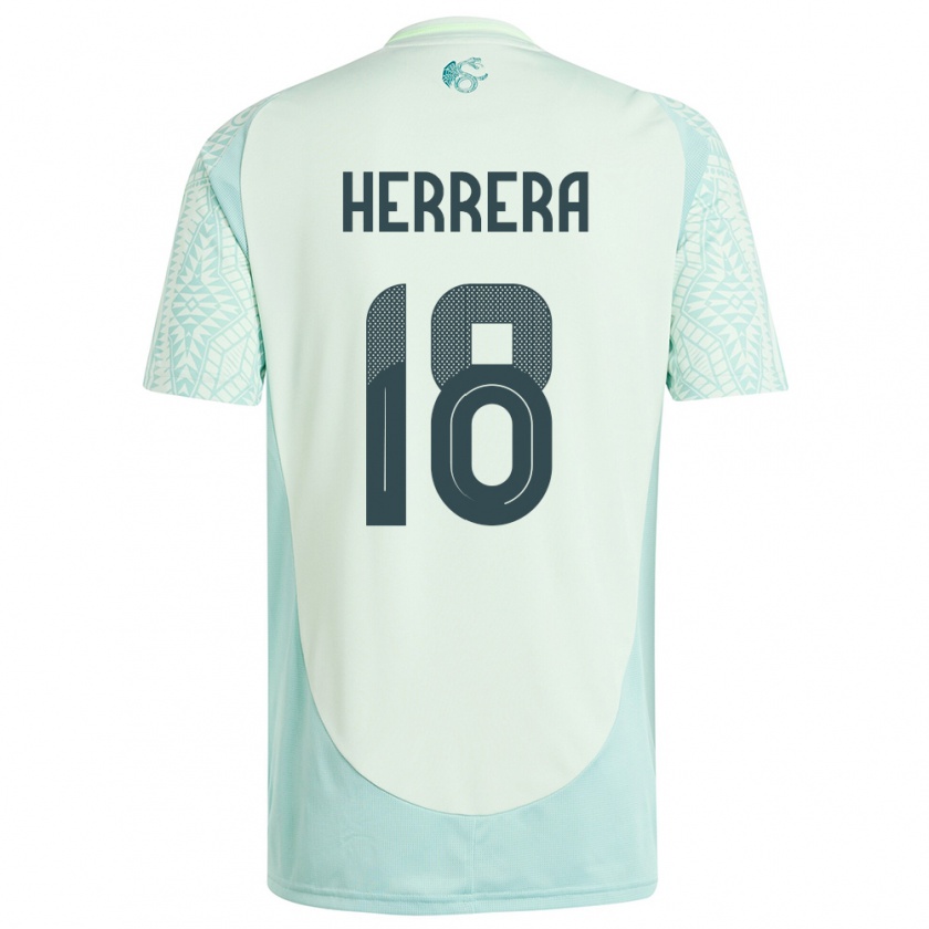 Kandiny Enfant Maillot Mexique Ozziel Herrera #18 Lin Vert Tenues Extérieur 24-26 T-Shirt