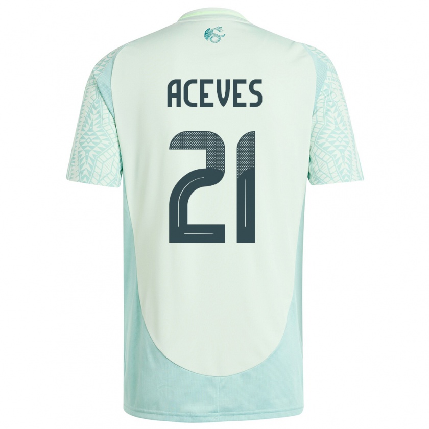 Kandiny Enfant Maillot Mexique Daniel Aceves #21 Lin Vert Tenues Extérieur 24-26 T-Shirt