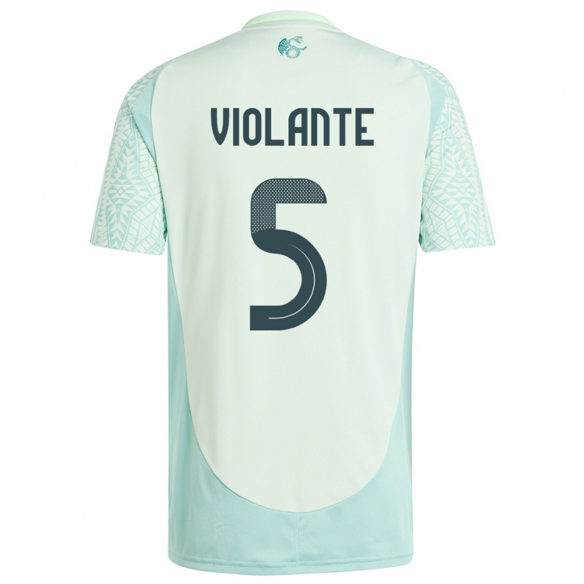 Kandiny Enfant Maillot Mexique Isaias Violante #5 Lin Vert Tenues Extérieur 24-26 T-Shirt