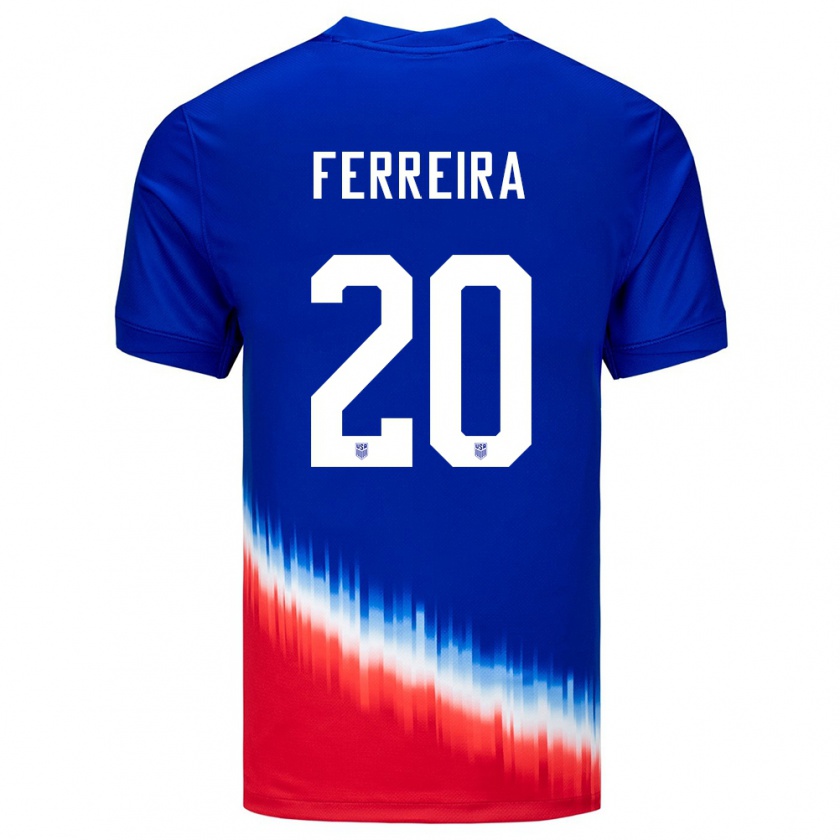 Kandiny Enfant Maillot États-Unis Jesus Ferreira #20 Bleu Tenues Extérieur 24-26 T-Shirt