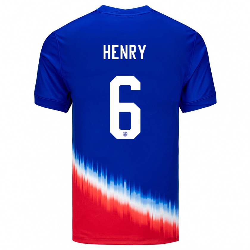 Kandiny Enfant Maillot États-Unis Kobi Henry #6 Bleu Tenues Extérieur 24-26 T-Shirt