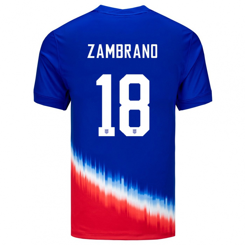 Kandiny Enfant Maillot États-Unis Marcos Zambrano #18 Bleu Tenues Extérieur 24-26 T-Shirt