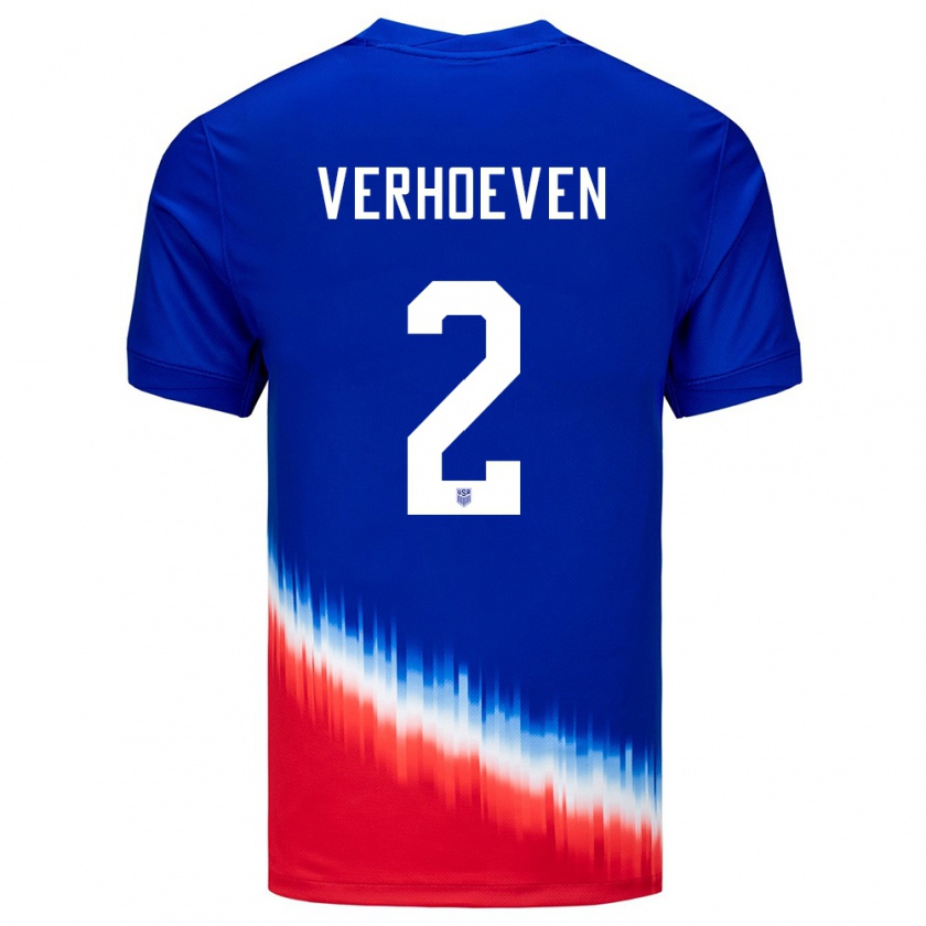 Kandiny Enfant Maillot États-Unis Oscar Verhoeven #2 Bleu Tenues Extérieur 24-26 T-Shirt