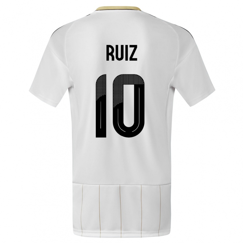 Kandiny Enfant Maillot Costa Rica Bryan Ruiz #10 Blanc Tenues Extérieur 24-26 T-Shirt