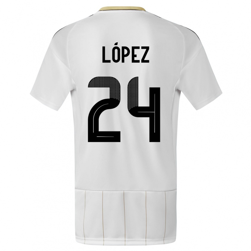 Kandiny Enfant Maillot Costa Rica Douglas Lopez #24 Blanc Tenues Extérieur 24-26 T-Shirt