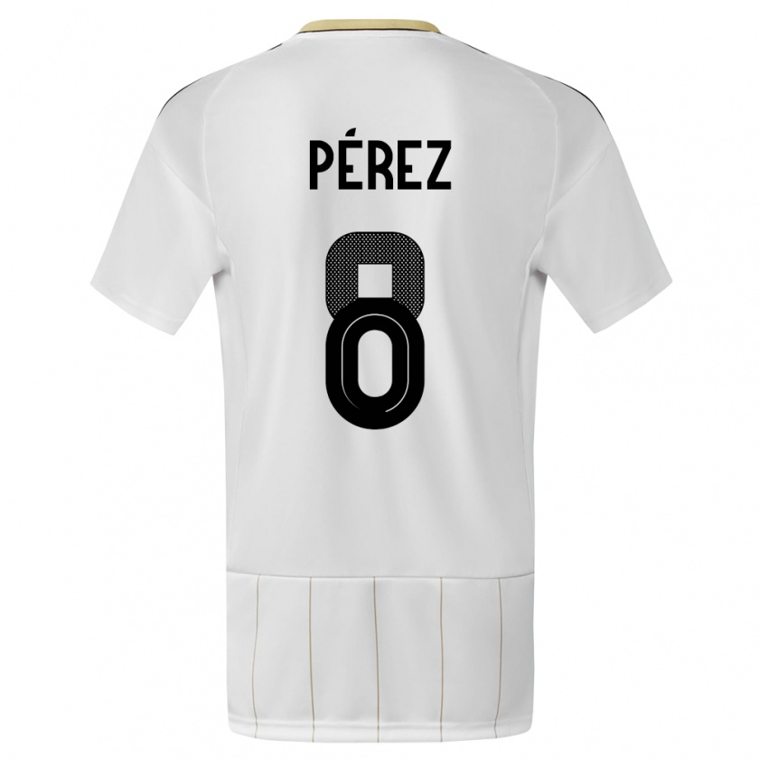 Kandiny Enfant Maillot Costa Rica Creichel Perez #8 Blanc Tenues Extérieur 24-26 T-Shirt