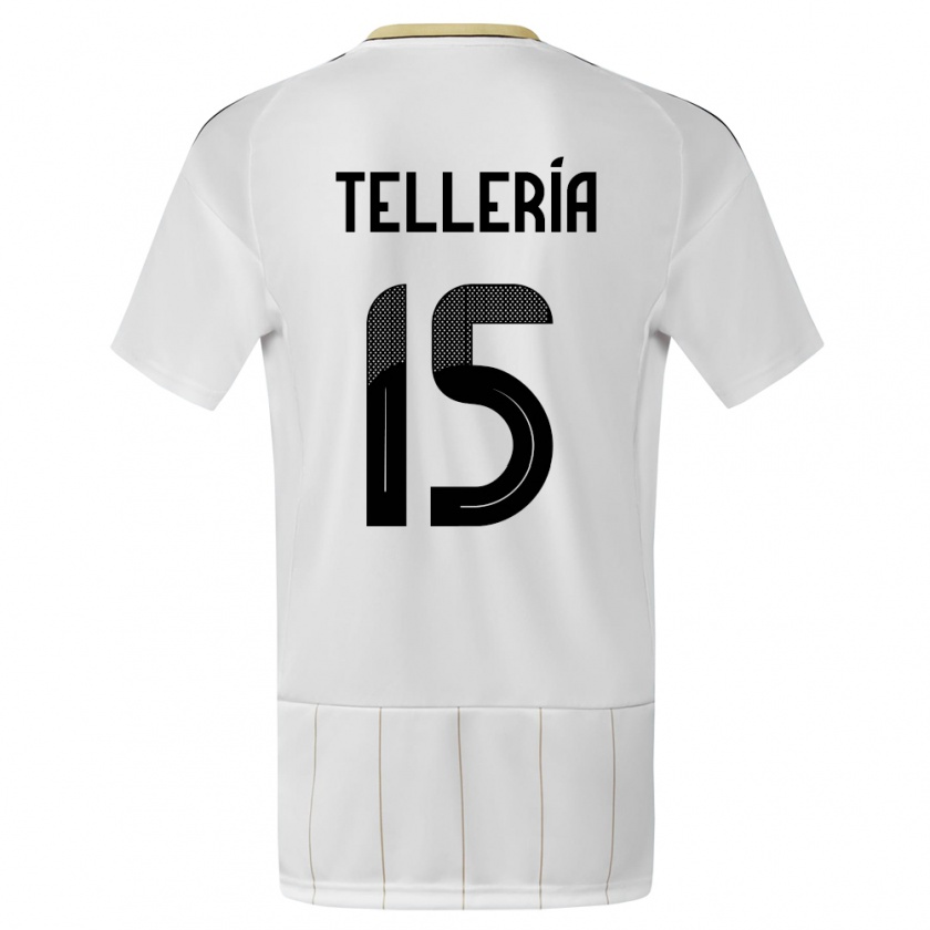 Kandiny Enfant Maillot Costa Rica Jostin Telleria #15 Blanc Tenues Extérieur 24-26 T-Shirt