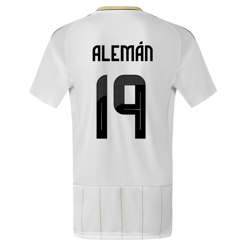 Kandiny Enfant Maillot Costa Rica Fabricio Aleman #19 Blanc Tenues Extérieur 24-26 T-Shirt