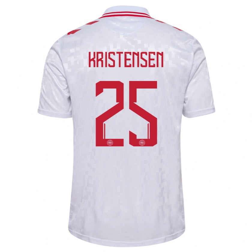 Kandiny Enfant Maillot Danemark Rasmus Kristensen #25 Blanc Tenues Extérieur 24-26 T-Shirt